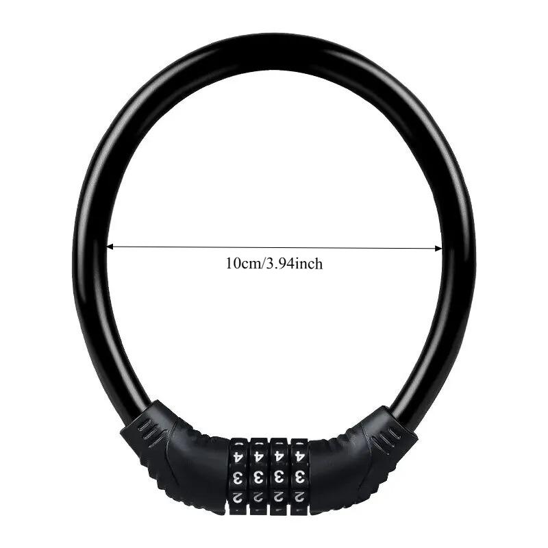 4 Digit Combination Bike Lock Cable – Resettable Security Steel Cable Lock for Bicycle, Scooter, Gate & Fence