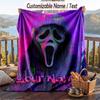 Custom Text Flannel Throw Blanket, Lightweight Cozy Bed Sofa BlanketScream Ghostface