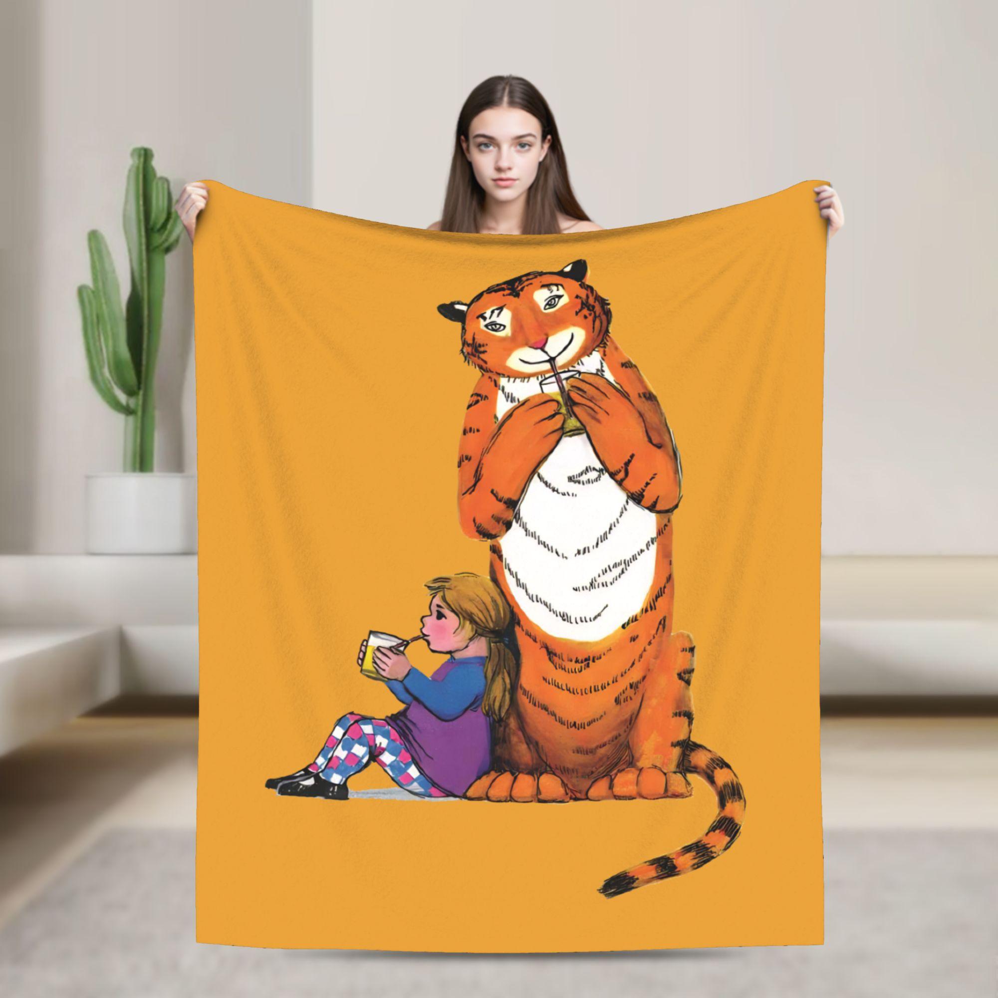 

The Tiger Who Came to Tea Blanket Cover Cartoon Book Fleece Throw Blanket Bed Sofa Portable Thin Bedspreads Breathable 150x200cm