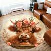 1PC Cow Flowers Office Round Area Rug, Under Office Chairs Bedroom Living Room Home Decor,Carpet for Office, -1110254
