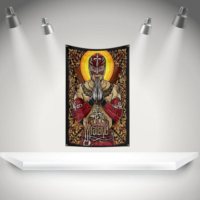 Rrey Mysterios Flag Boxer Banner 3x5ft With Brass Grommets Hd Printing Tapestry Exhibition Boxer Sports Fans Garage Decor