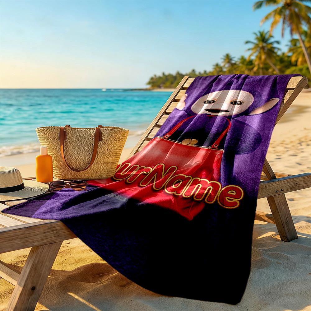 Teletubbies Customizable Name Beach Towel Soft Durable Quick-Dry Suitable for Swimming Gym Camping Yoga Vacation