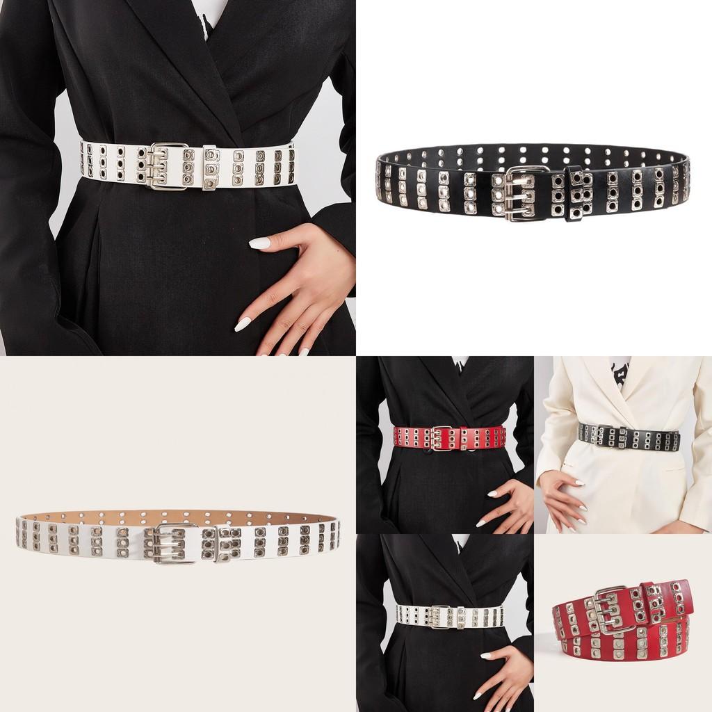 Style Double Row Metal Belt For Denim Pants With Round Loop Design For Fashion Enthusiasts
