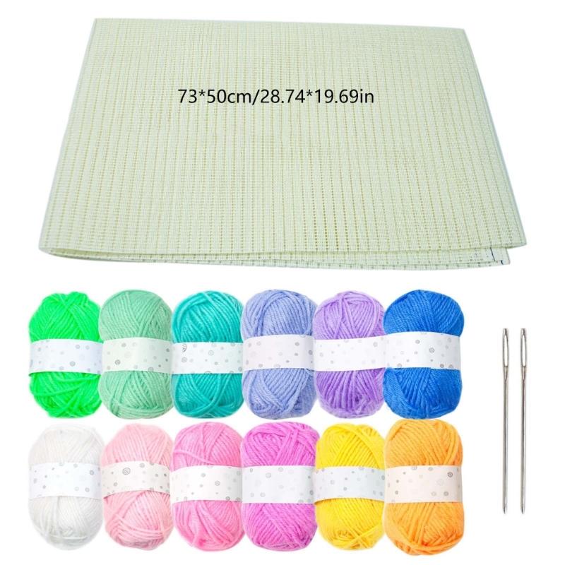 Linen Embroidery Fabric and Embroidery Thread Needle Set, Needlework Fabric X3UC