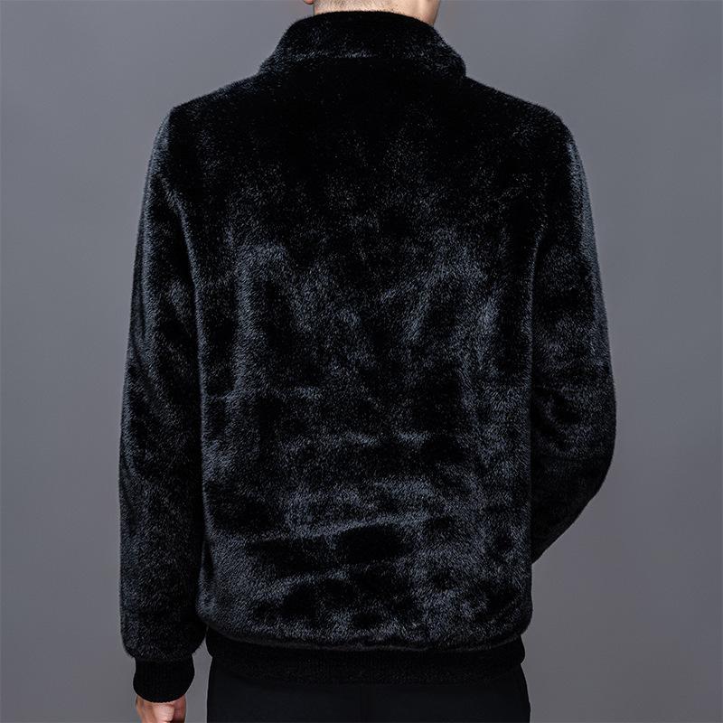 Winter Golden Mink Fleece Men's Fur One Piece Mink Coat Warm Mink Fleece Jacket Casual Fashion Coat