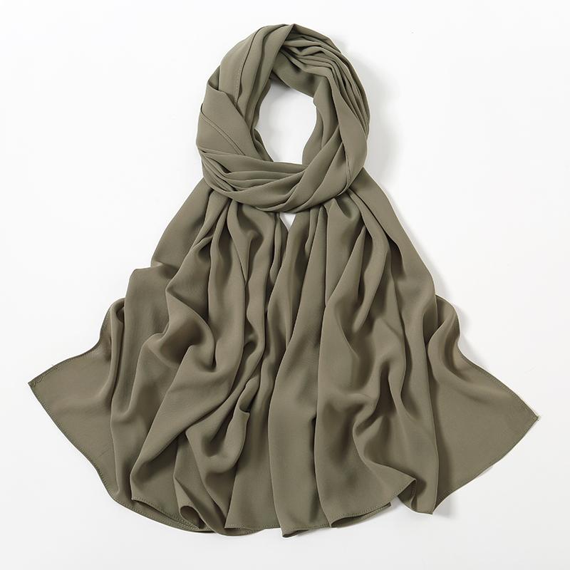 Women Heavy Chiffon Hijab Scarf Premium Chiffon Muslim Hijabs Plain Good Stitching Maxi Wrap Solid Color Musulman Femme Shawls