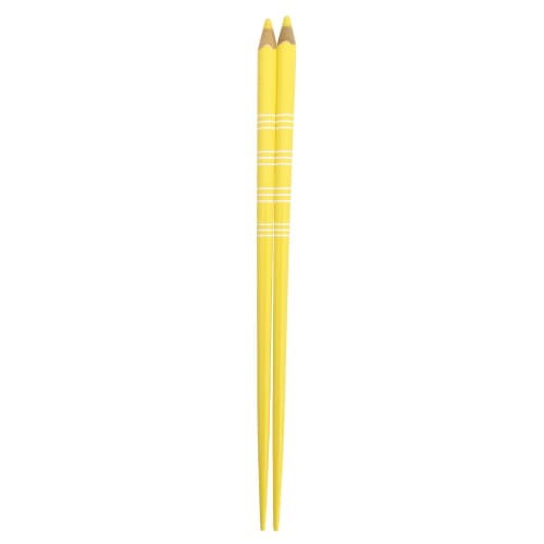 Aoba Chopsticks, Dishwasher Safe, Natural Wood, Colored Pencil, Border, Yellow, 22.5cm