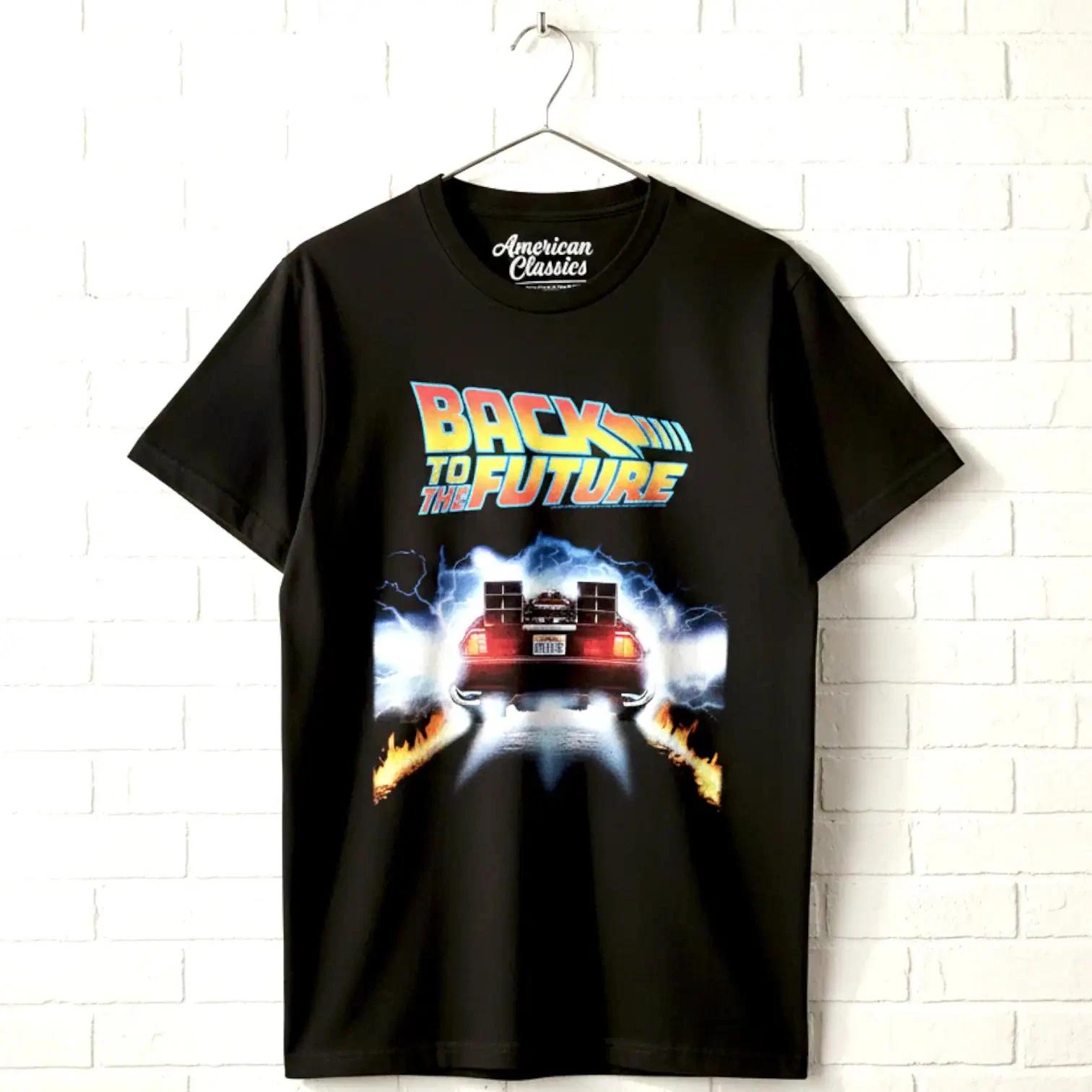 Back to The Future Flaming DeLorean Men s T Shirt XS