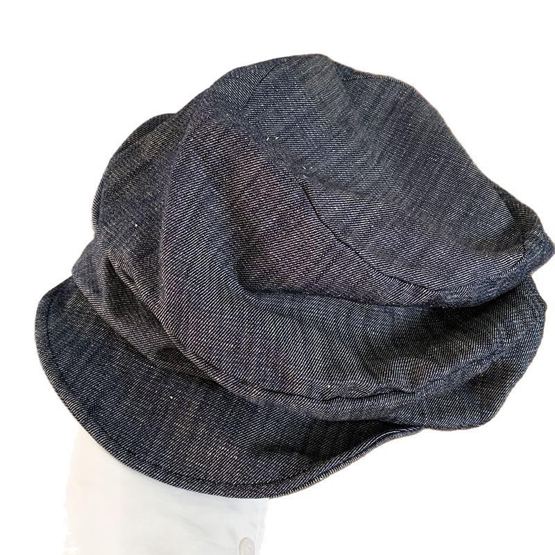 Unique pleated hemp beret for women, large size, octagonal hat, painter's hat