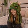Halloween Cosplay Hat Kit Fantasy Hood Crochet Kit, Cute Animal DIY Dragon Unicorn Making Supplies Skull Earflap Craft for Adults, Handmade