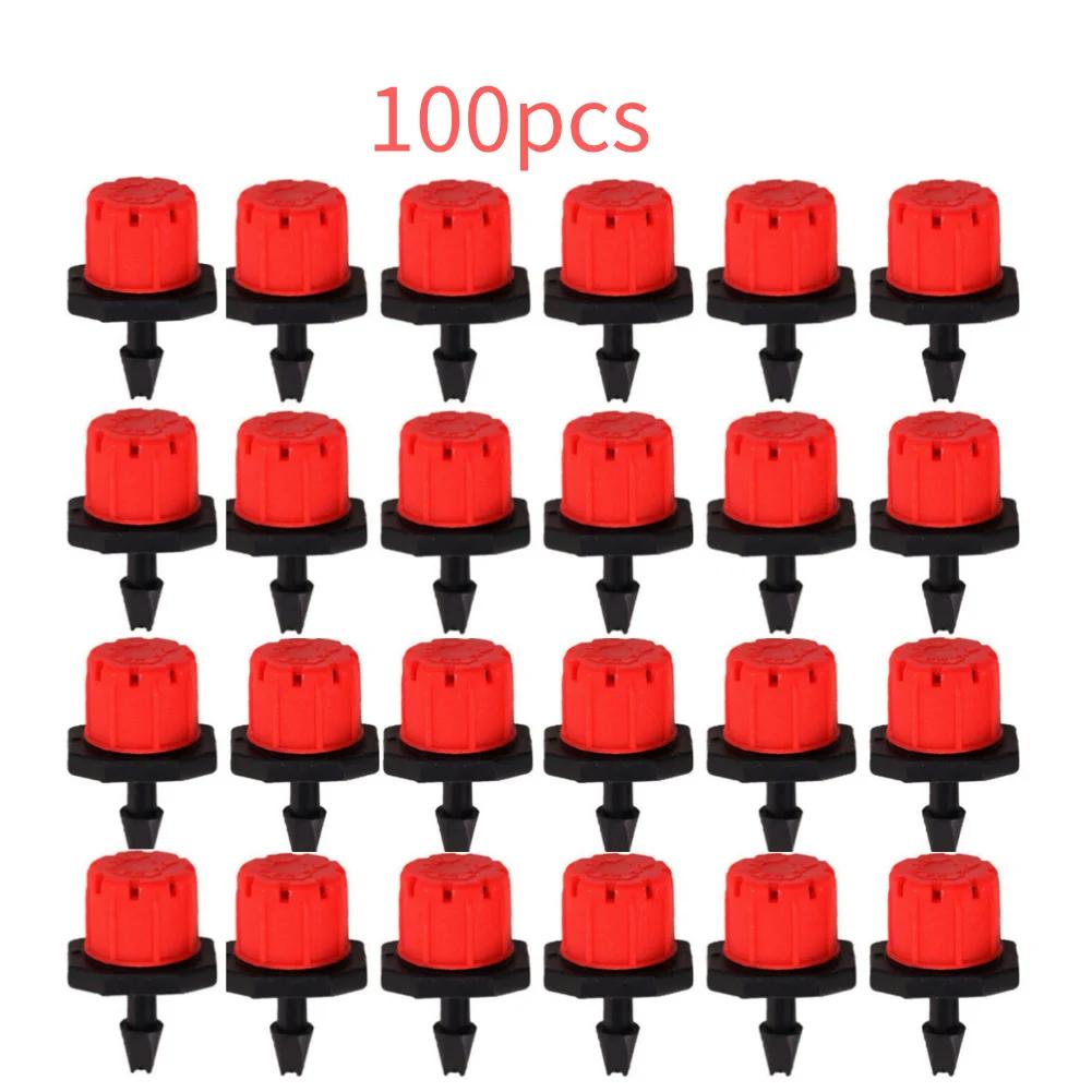 100pcs/bag Adjustable Garden Drip Irrigation Misting Nozzle Micro Flow Dripper Spray Hose Single Barb Greenhouse