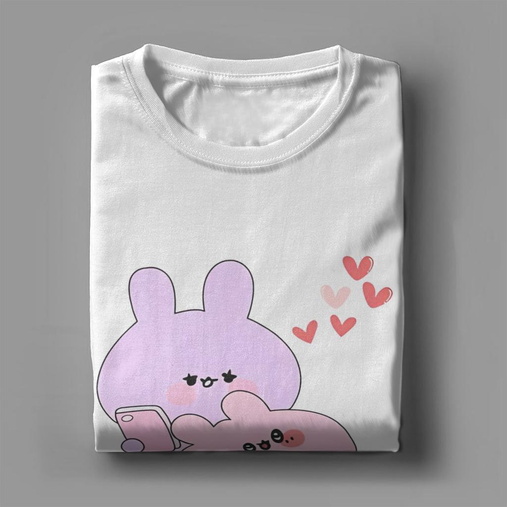 Funny Pink and Blue Cutest Love Couple Together Tshirts Men Cotton Short Sleeve Asamimichaan Cute Asamimi O-neck Summer Clothes