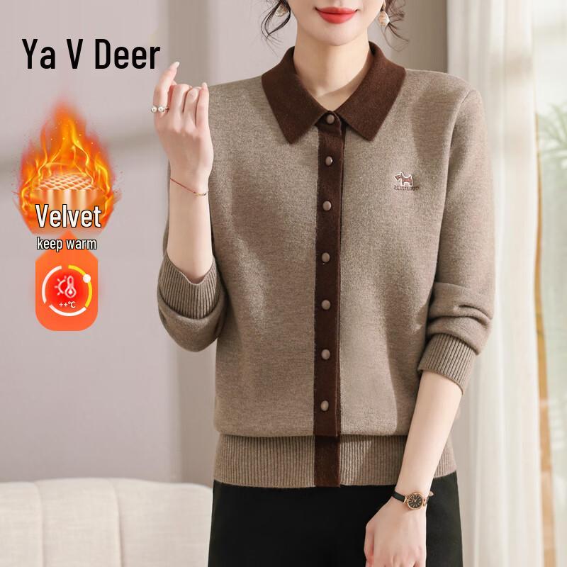 Women s Winter Plush Lapel Cardigan Sweater XL