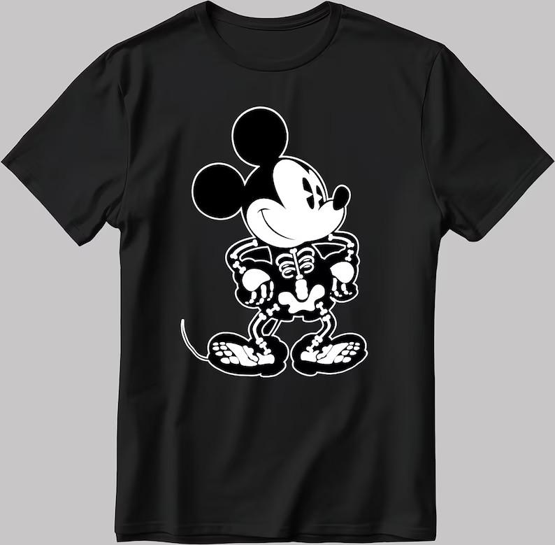 Mickey Mouse Skeleton 2026 Black T Shirt