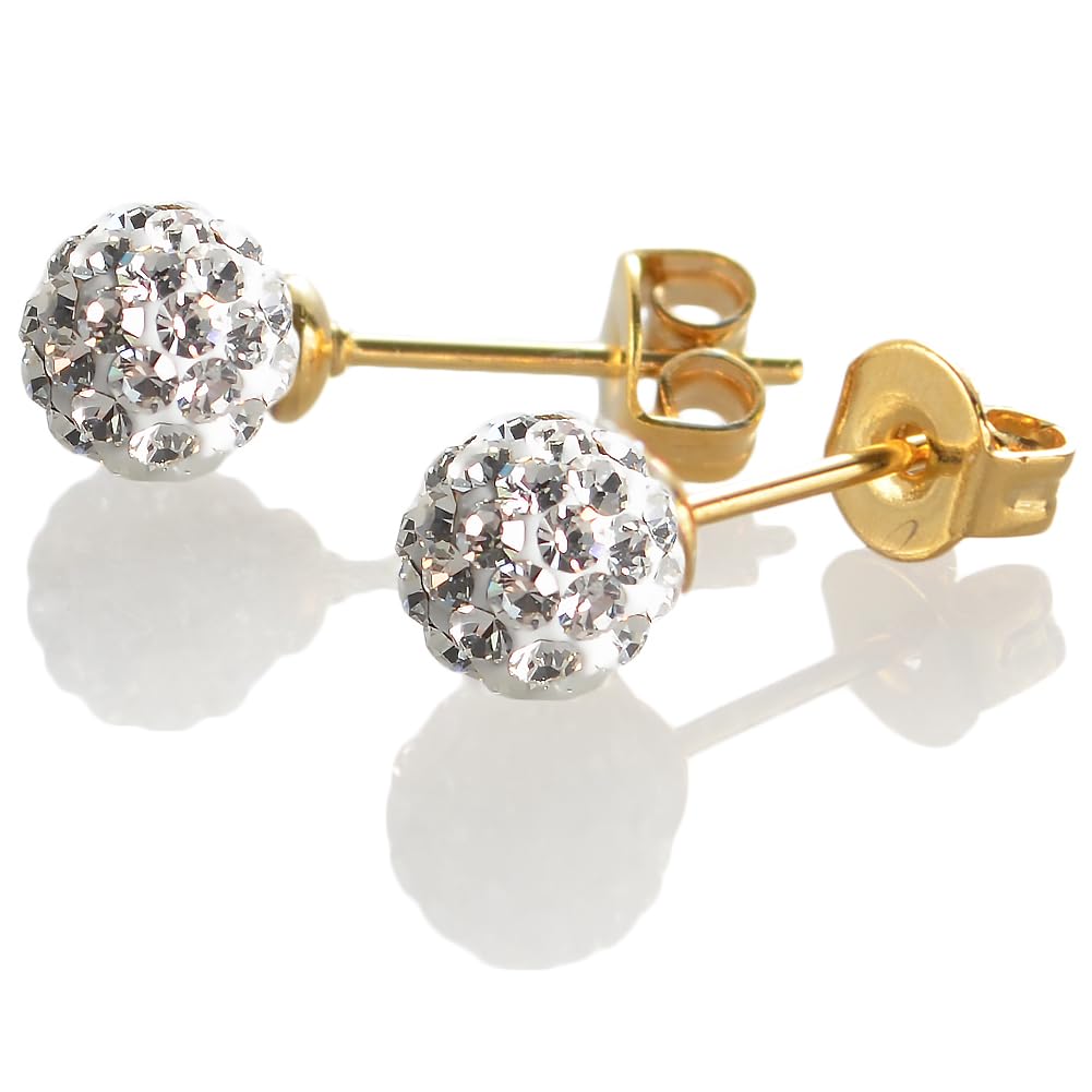 

Pave ball earrings for gold made in Japan [R-days Daikanyama] women, color, simple, stylish, (gold color/6mm) золотий