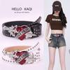 Women's Y2K Spicy Girl Leather Belt: European & American Street Style Fashion Accessory for Jeans.