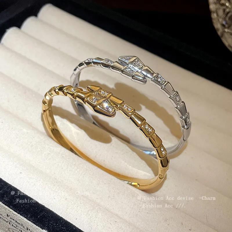 Zircon Snake Cross-open Bracelet, High-end and Exquisite Bracelet, Light Luxury and Trendy Bracelet