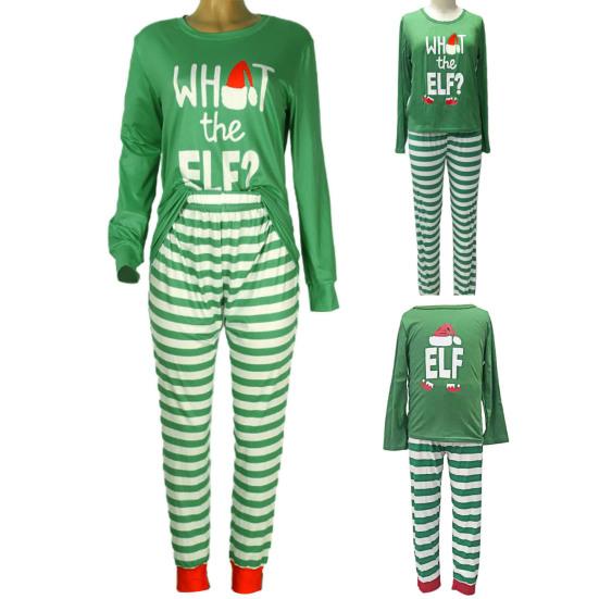 

Комплект для родителей и детей с буквенным принтом «Эльф», штаны в полоску, комплект из двух предметов с круглым вырезом и длинными рукавами, рождественский пижамный комплект, домашняя одежда