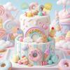 22Pcs Cake Toppers Set Candy Ice Cream Theme Decorations Kids Birthday Party Cupcake Toppers Cake Toppers Set Dessert Decor New
