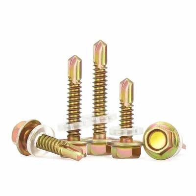 Yellow Zinc Plated External Hex Self-Drilling Screws