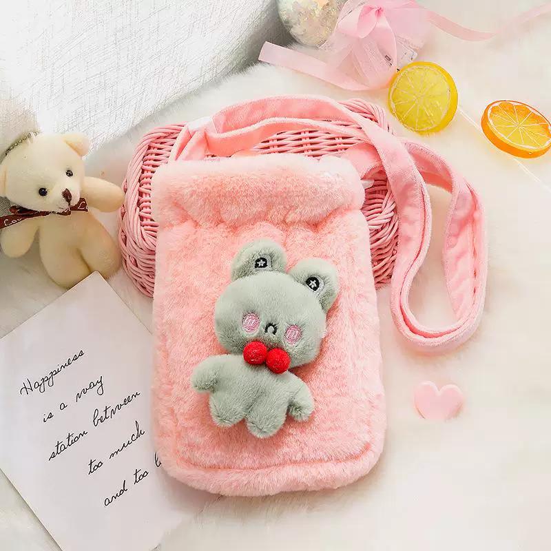 Autumn and Winter Plush Cute 3D Doll Hand Warmer Trendy Hot Water Bottle That Can Be Worn Cross-Body for Going Out