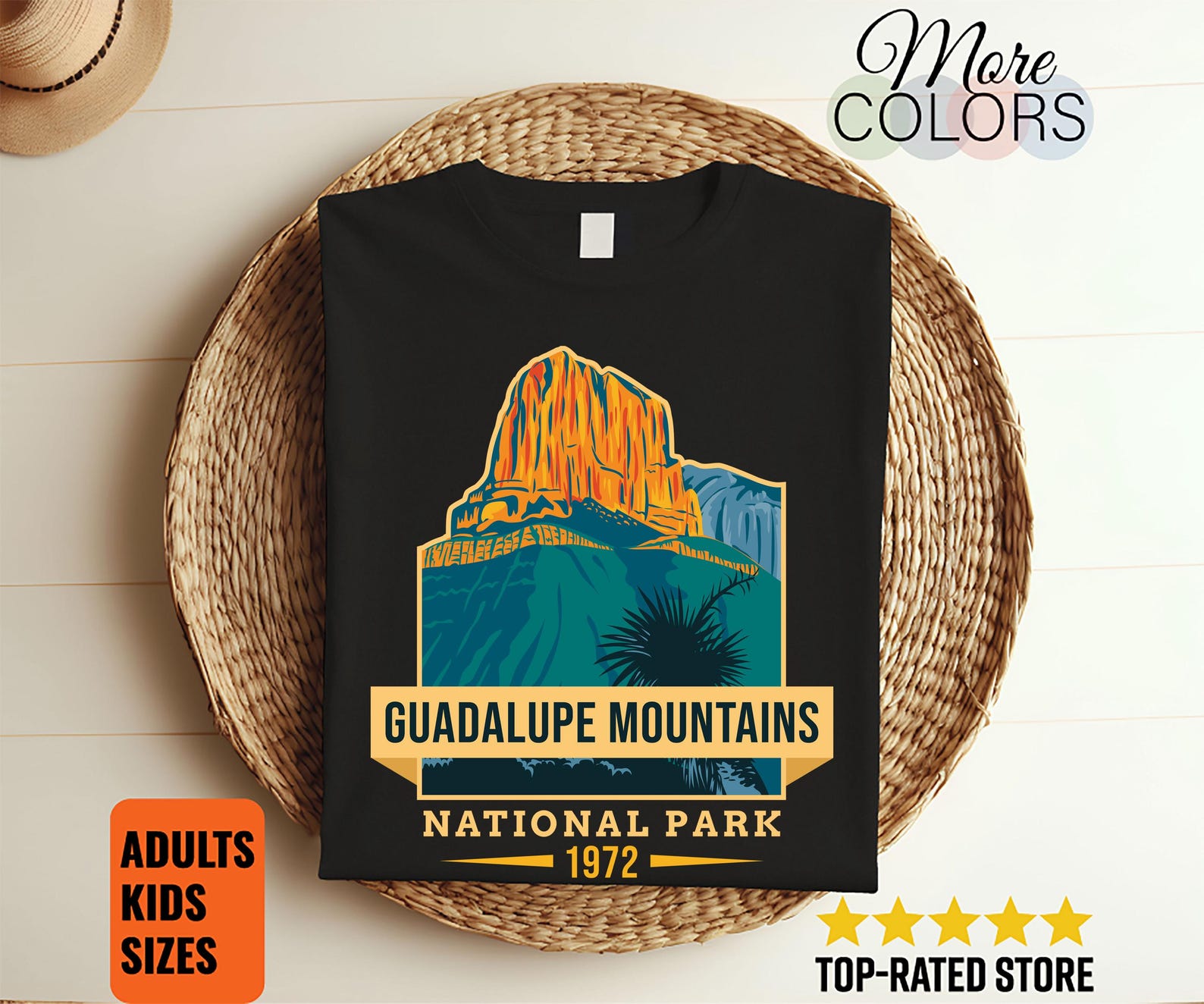 Guadalupe Mountains National Park US Vintage T-Shirt, USA Texas El Paso Parks Lover Gifts, Adventure Outdoors, Camping Hiking Travel Present 100