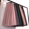 Spring Autumn Summer Holiday Beach Women Long Midi Skirt Fashion Ladies Elastic High Waist Tulle Mesh Pleated Tutu