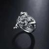 Adjustable Vintage Tiger Ring Men Women Copper Silver-Plated Open Band Zodiac Animal Jewelry