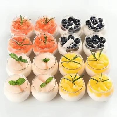 10PCS Disposable Plastic Dessert Cups Clear Round Dessert Cups with Spoons Ice Cream Mousse Birthday Christmas Party Supplies