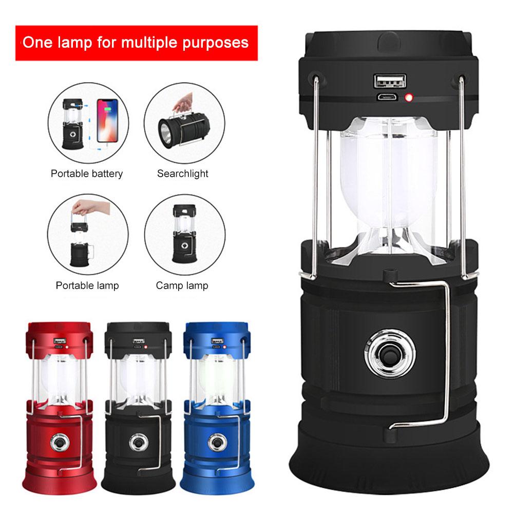 LED Camping Emergency Lamp Solar Powered 350lm Tent Lights for Outdoor Hiking