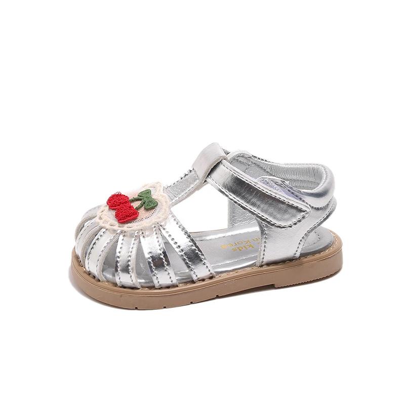New Summer Baby Girls Sandals Pu Leather Cartoon Strawberry Children's Beach Sandals Non-slip Sole Kids Shoes 21-30