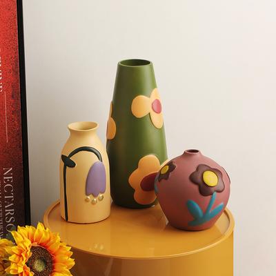 New Creative Painted Ceramic Vases Home Living Room Desk Decoration Ornaments Flower Arrangement Vases Spatial Aesthetic Design