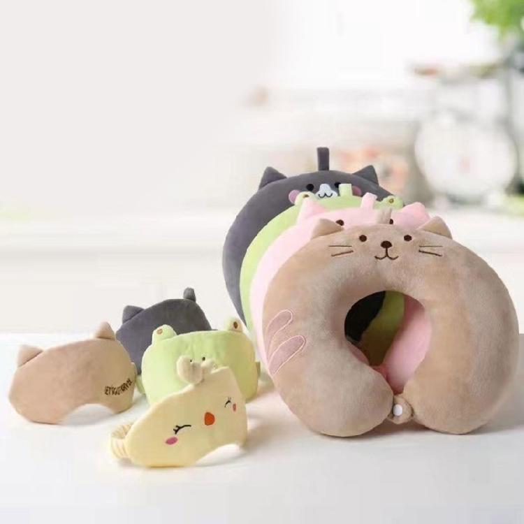 U Shaped Neck Pillow and Eye Mask Set for Sleeping, Traveling
