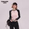 TonLion Women's Slim Fit Colorblock Long Sleeve Crew Neck T-Shirt