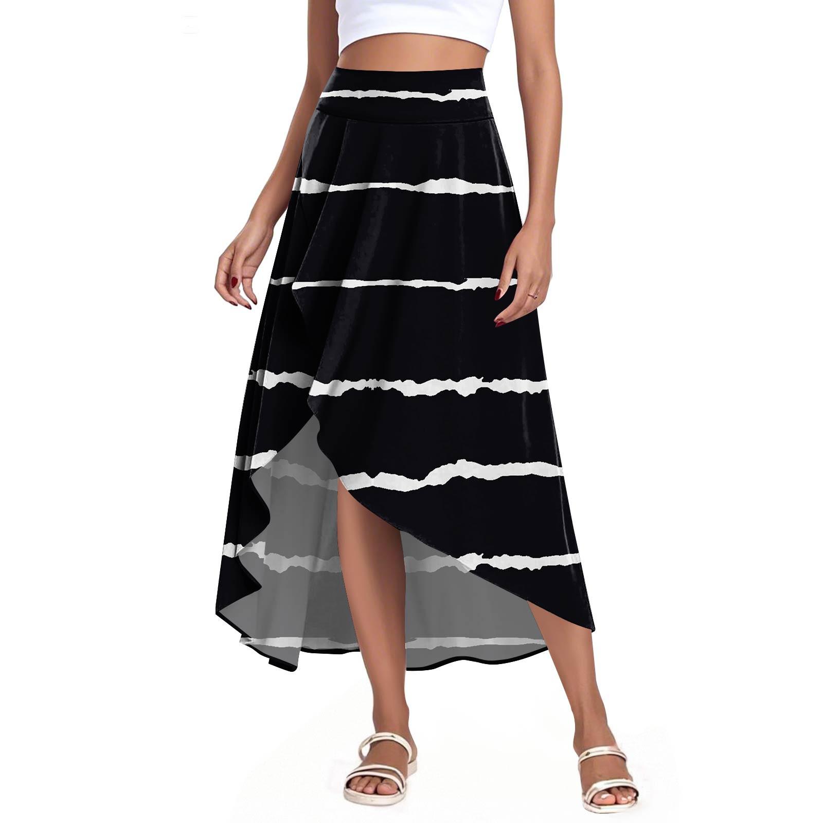 

Женская мода повседневная юбка-шорты с разрезом и оборками на высокой талии XXL чёрный