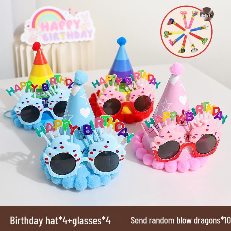First Birthday Girl Photo Props Set: Hat, Glasses, and Creative Decorations