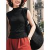 Basic House Women's Semi-High Collar Flutter Sleeve T-Shirt
