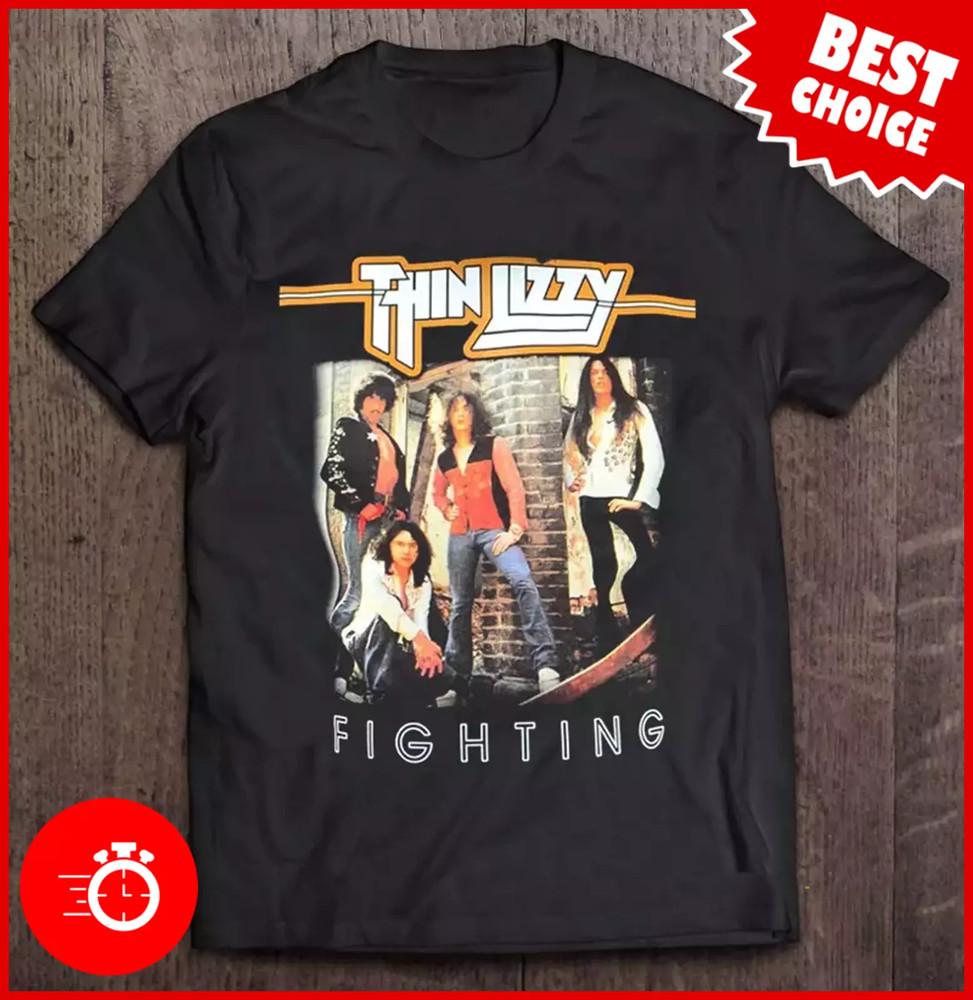 Thin Lizzy Band Black Cotton All Size To 4XL Shirt Unisex Unisex T-Shirt L