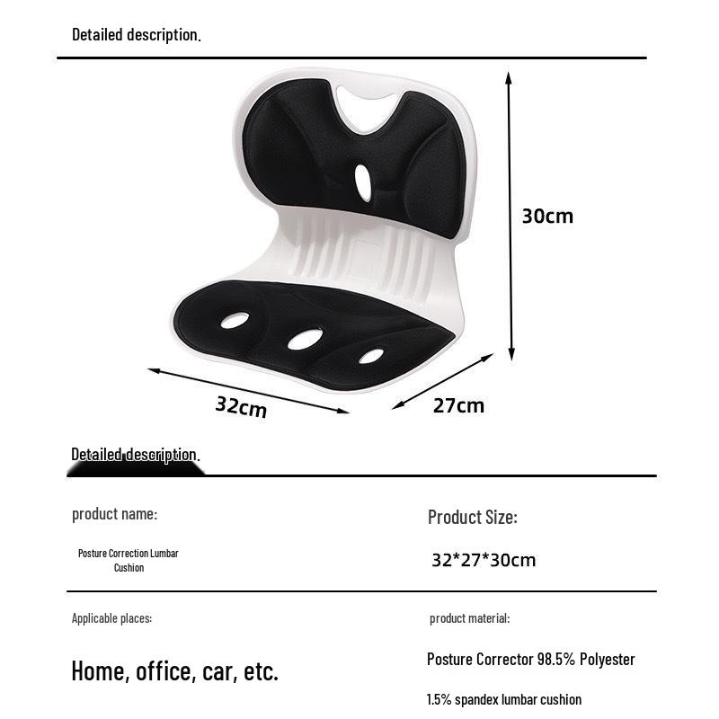 Ergonomic Lumbar Support Cushion & Posture Corrector with Cervical Traction for Office Use