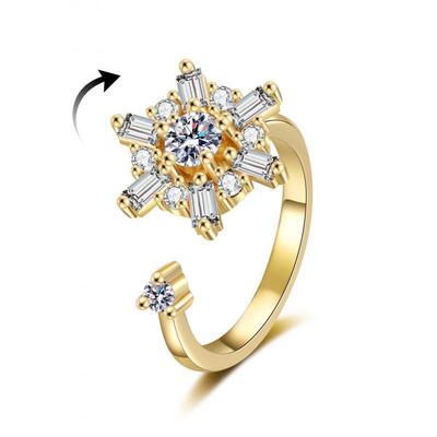 Snowflake Zirkon Ring: Mångsidig, Justerbar, Stresslindrande Spinner för Ångest