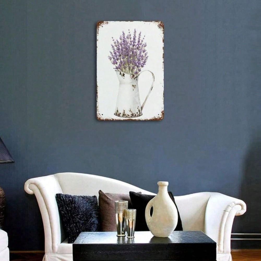 Metal Wall Art Lavender Flowers Retro Vintage Home Decor
