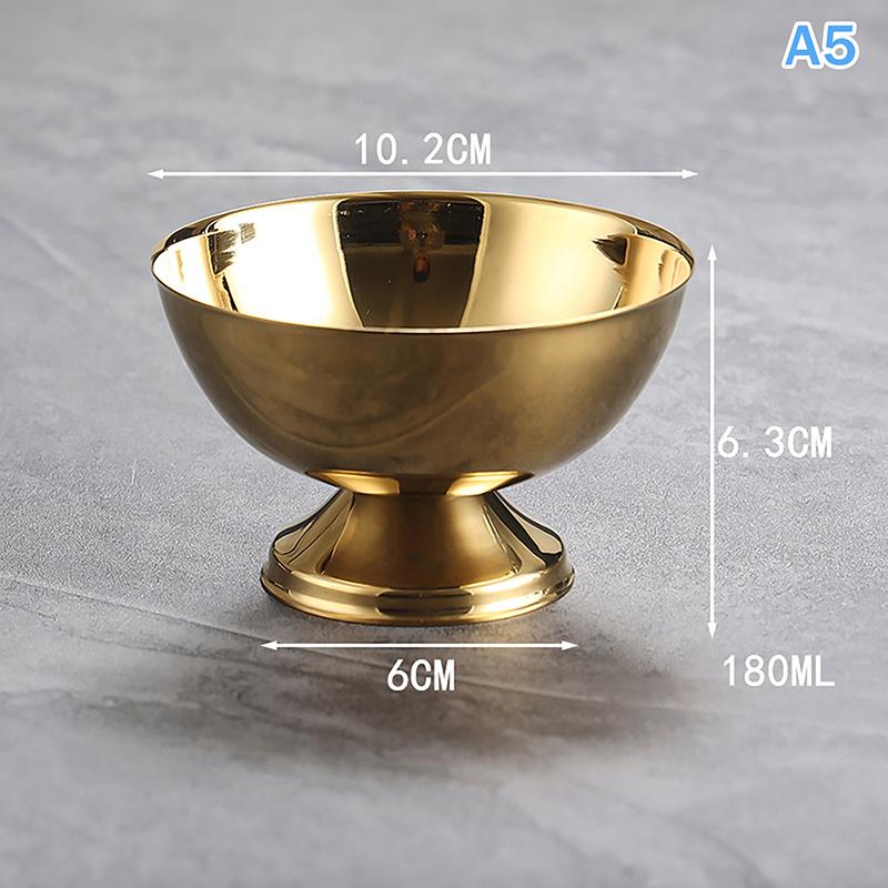 1pc Ice Cream Goblet Dessert Cup Stainless Steel Goblet Cup Ice Cream Dessert Salad Bowl Fruit Plate Snack Dish KTV Bar Supplies