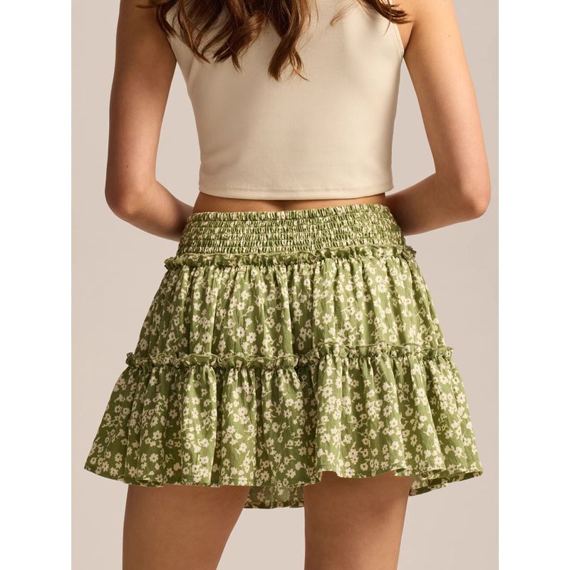 Printed Elastic Waist Half Length Skirt Women Print Elastic Waist Skirt