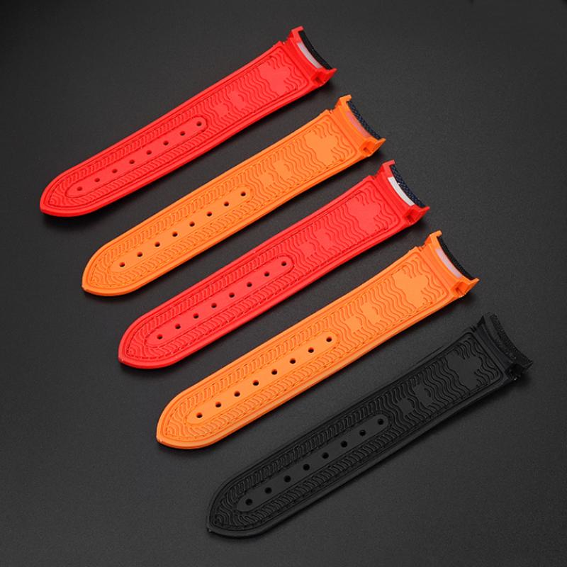 New 20mm 22mm Rubber Silicone Back Blue Watch Strap Nylon Watchband For Omega Seamaster 300 Speedmaster 8900 Planet Ocean Tools