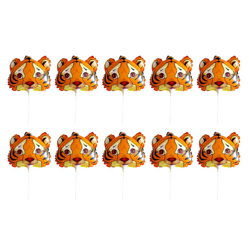 10Pcs Tiger Head Balloons Lovely Animals Pattern Balloons New Year Supplies Indoor Outdoor Animals Theme Balloon