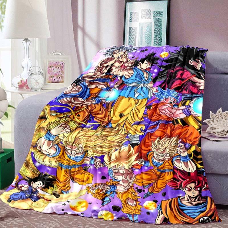 Dragon Ball Anime Print Blanket Warm  Comfortable Flannel Blanket for Bedrooms, Sofas, Beds, Chairs, Picnics, Travel-LXR9
