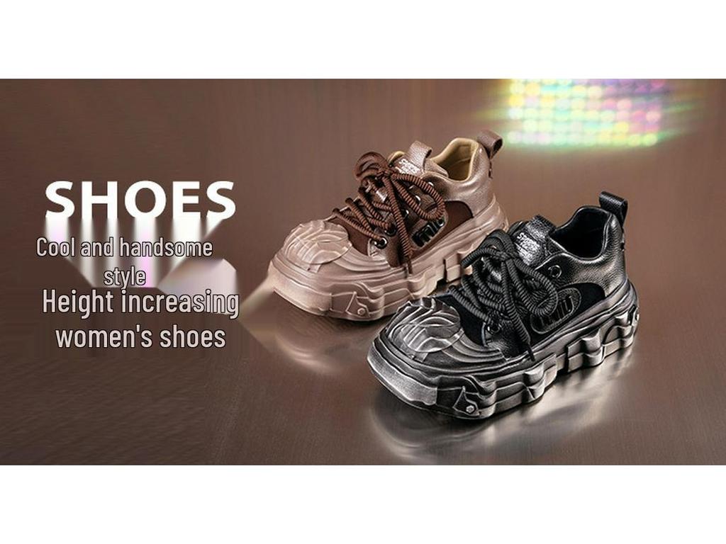 2025 New Women's Genuine Leather Wedge Heel Loafers - British Style, Thick Sole, Mid-Heel, Round Toe for Autumn/Winter