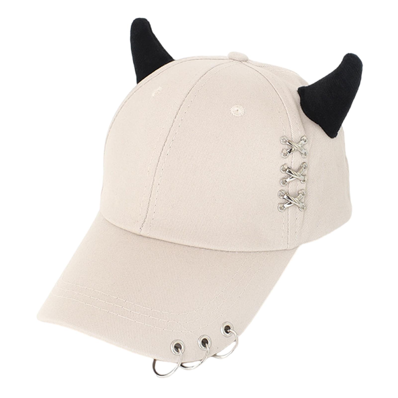 

Модная бейсболка в стиле хип-хоп с металлическим кольцом, регулируемым ремешком, хлопковая шляпа с рожками, уникальная уличная одежда для мужчин и женщин 2