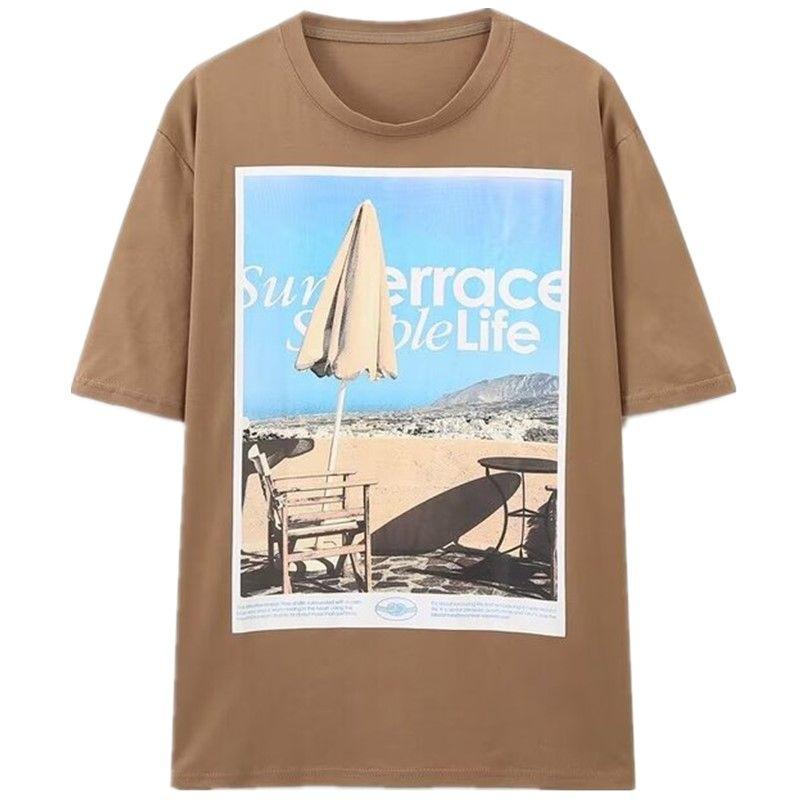 Fashion Style 2024 Autumn New Women's Clothing Easiest for Match Cotton Comfort Printing Round Neck Short Sleeve T-shirt 0085470