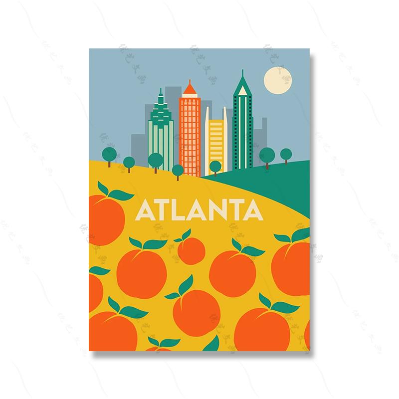 Famous City Abstract Landscape Wall Art Poster Print London Sydney Tokyo Atlanta Canvas Picture Living Bed Room Mural Home Deocr